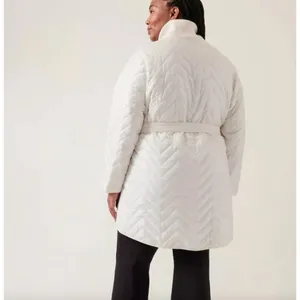 Athleta Mendocino Puffer Coat Quilted White Light Quilted Belted Size 2X NWT thumbnail 2