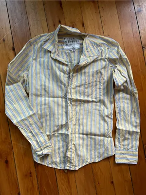 Frank & Eileen button down shirt - Barry small Yellow striped cotton thumbnail 1