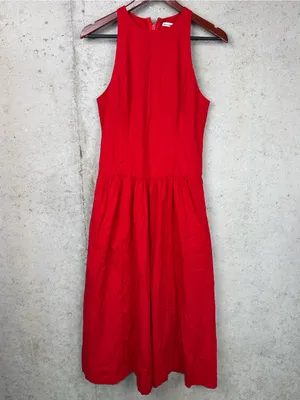 Abercrombie & Fitch High-Neck Drop-Waist Midi Dress sz M thumbnail 3
