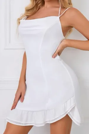 White Spaghetti Strap Dress Size M thumbnail 1