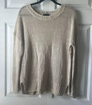 J. Crew Warm Neutral Linen Knit Crew Neck Sweater Flawed size Medium thumbnail 1