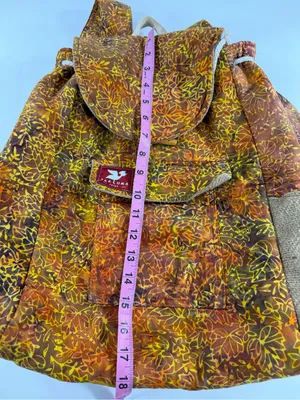 Taaluma Batik Backpack‎ Boho Cottagecore Travel Daypack Brown Floral thumbnail 8