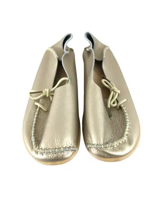 Womens Loafers Flats Leather Slip On Basic Gold Size 37 US 6 thumbnail 2