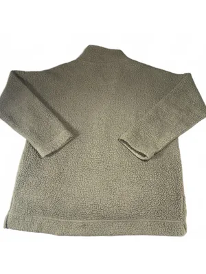 Aerie Tan Sherpa Pullover Snap Button Sweatshirt Small thumbnail 4