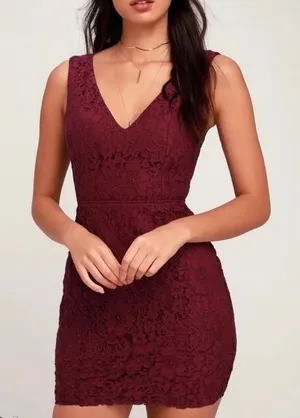 NWT Lulus Nevaeh Burgundy Lace Cutout Sleeveless Mini Dress SMALL‎ thumbnail 1