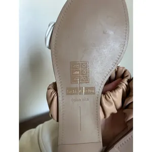 Dolce Vita Indre Ruched Slide‎ Sandals Tan Cream Leather Flat Womens 8.5 thumbnail 3