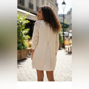 Altar'd State Cream Crochet Tunic Sweater/Mini Dress, size M/L thumbnail 3