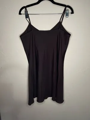 Anna Sui Vintage Chocolate Brown Sheer Spaghetti Strap Slip Mini Dress Y2K 90s thumbnail 7
