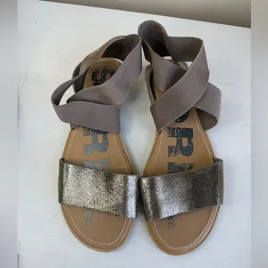 Sorel Ella II Ash Brown Metallic Leather Sandal SZ 9.5 thumbnail 3
