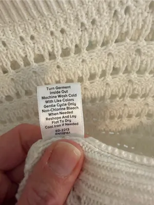 Evereve‎ White Open Knit Crochet Sweater Medium Cotton Blend Boho Coastal thumbnail 6