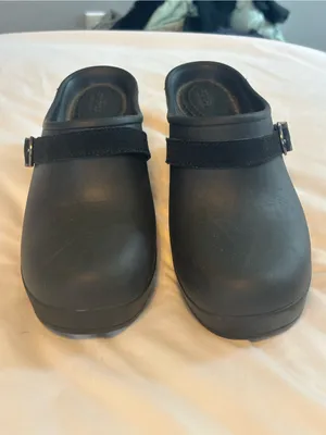 CROCS Black Slip-On Clog Mules with Buckle Strap thumbnail 2
