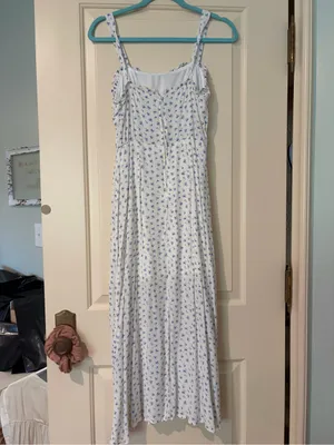 Altar'd State White Summer Dress with Blue Floral Print Size S thumbnail 3