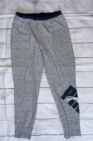 PINK Victoria's Secret Gray Logo Joggers thumbnail 1