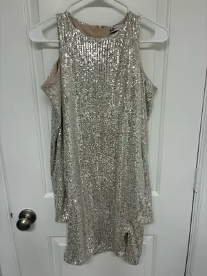Silver Sparkly Mini Dress thumbnail 3