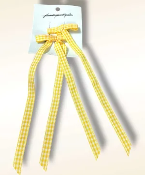 Free People Bow Set Yellow Gingham Hair Clips Coquette Picnic Dainty Cottage NWT thumbnail 1