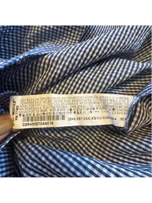 Women Zara Crop Top Gingham Blouse XS Blue Black White Bow Sleeve Off Shoulder thumbnail 10