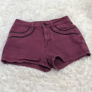 BDG Erin High Rise‎ 5 Pocket Shortie Shorts Purple 25 thumbnail 2