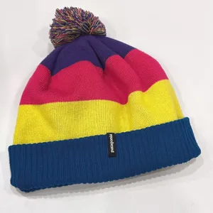 Patagonia Ski‎ Beanie Hat Pom Pom Striped Yellow Blue Pink Unisex thumbnail 1