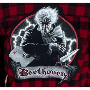 Beethoven Plaid Flannel Shirt Shacket MEDIUM Oversize Unique Plaid Musician Gift thumbnail 2