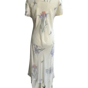 Vintage Ivory Iris Chiffon Sheer Overlay High-Low Floral Midi Dress Size 14 Mica thumbnail 14