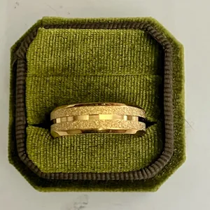 Yellow Gold Plated Tungsten Carbide Double Frosted Glittery Wedding Band Ring S thumbnail 2