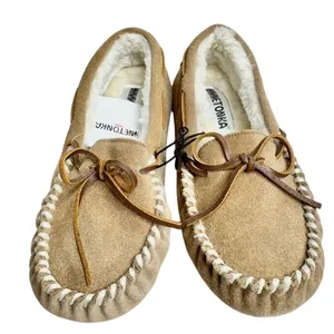 Minnetonka Cally Slipper Tan Suede Faux Fur Lined Moccasin Size 5M NEW thumbnail 3