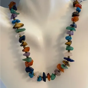 Southwestern Y2K Natural Gemstone Necklace Turquoise Amethyst Tiger Eye and More thumbnail 4
