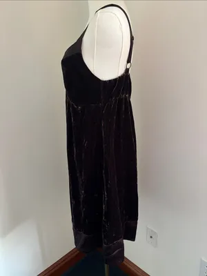 GAP Velvet Midi Slip Dress in Dark Brown thumbnail 3