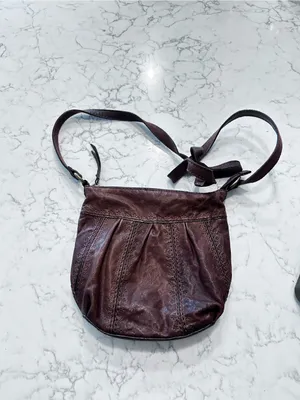 Vintage Fossil Talita Brown Leather Hobo Crossbody Handbag thumbnail 2
