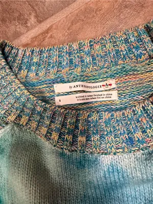 Anthropologie Blue & Green Tie-Dye Raglan Sweater small thumbnail 2