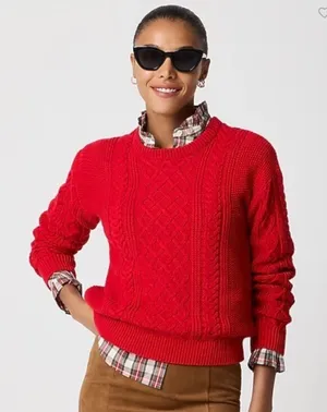 J Crew Red Cable Knit Sweater size small new‎ thumbnail 1
