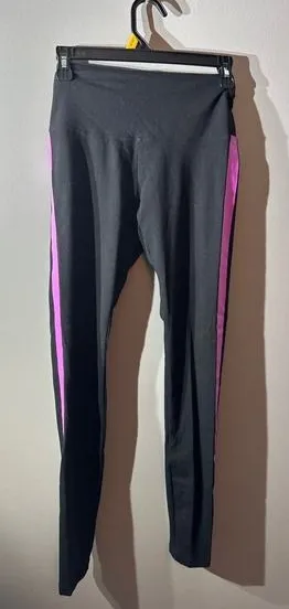 PINK ACTIVE Cotton High Waist Full Length Legging Black Pink Stripe Small‎ thumbnail 1