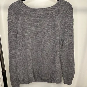 Old Navy Dark Gray Heathered Cozy Shaker-Stitch Pullover Sweater thumbnail 4