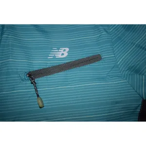 New Balance Windbreaker Jacket Women S Teal Blue Striped Hooded Full Zip Exc thumbnail 5