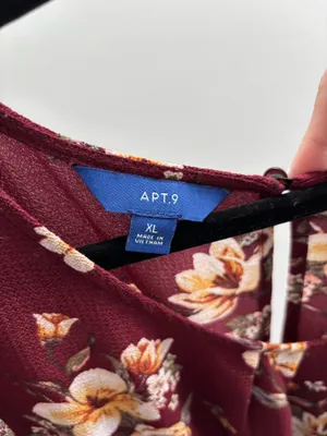 Apt. 9 Burgundy Floral Flutter Sleeve Jumpsuit with Belt thumbnail 5