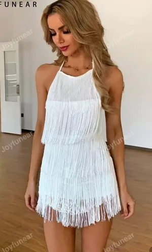 SheIn White tassel dress thumbnail 1