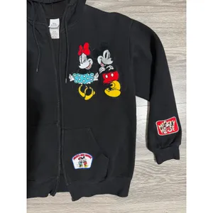 Disney Women Hoodie Sweater M Mickey Mouse Minnie Mouse Black Broken Zipper Y2K thumbnail 10