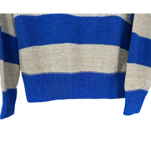Free People Sweater Oversized Nautical Blue Beige Stripe SZ Sm Office Relaxed thumbnail 4