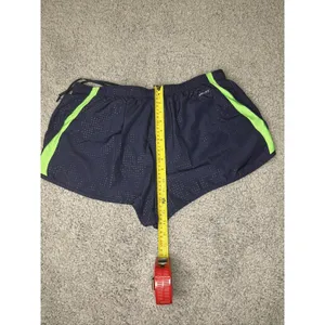 Nike Dri-FIT Womens XL Navy Blue Green Mesh Running Athletic Shorts thumbnail 4