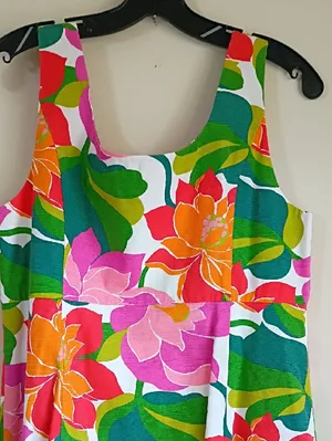Boden Multicolor Floral Print Dress - White, Green, Teal & Orange Size 12L thumbnail 5