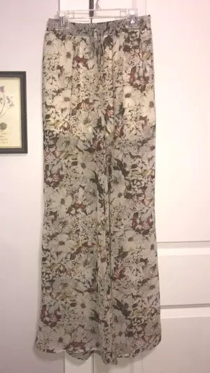 Sheer Floral Pants Multiple thumbnail 1