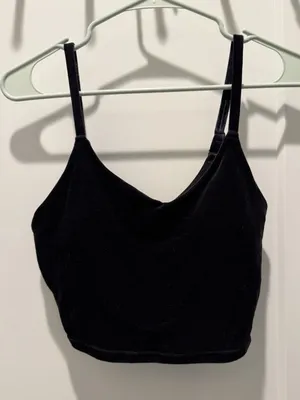 Women’s Athleta Elation V-Neck Velvet Crop Top Cup A-C In Black Size S Small thumbnail 1