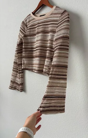 Almost Famous Brown and Cream Striped Long Sleeve thumbnail 4