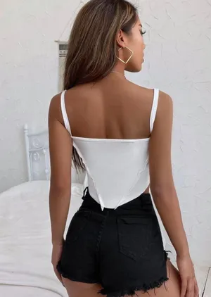 White Ribbed Crop Top Size M thumbnail 3