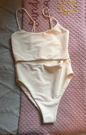 Skatie Cream Ribbed One-Piece Swimsuit thumbnail 1