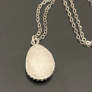 Vintage Native American Sterling Silver Mother Of Pearl Teardrop Pendant Necklac thumbnail 11