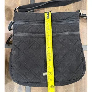 Vera‎ Bradley Black Quilted Triple Zip Hipster Crossbody Bag thumbnail 6