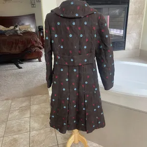 Irene van ryb Vintage Brown Textured Floral Long Coat size 40/ USA 6-8 WOOL thumbnail 5