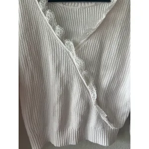 Hollister White Lace Reversible Cropped Crossover Sweater Cotton thumbnail 2