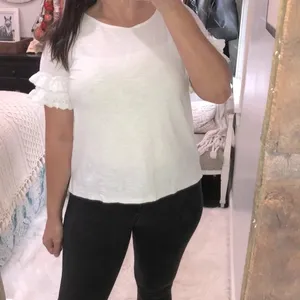 Medium white ruffle sleeves boho top thumbnail 2